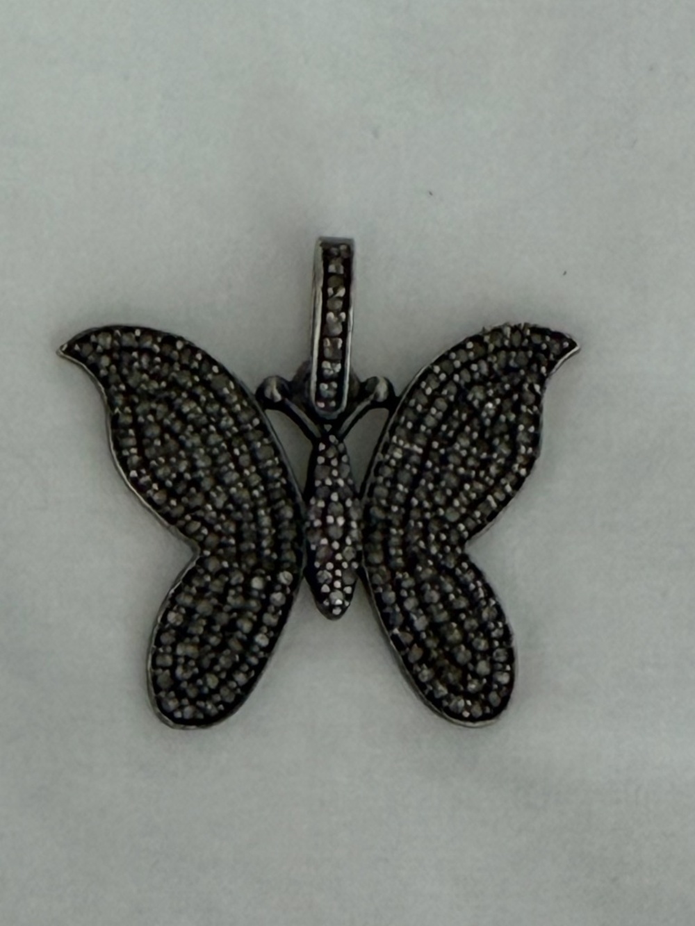 Oxidized Sterling Silver Diamond Pave Necklace w/ Charm